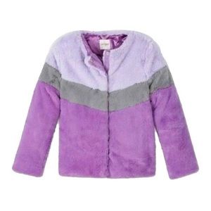 *New with Tags* Cat & Jack Girls Faux Fur Purple Chevron Jacket-XL